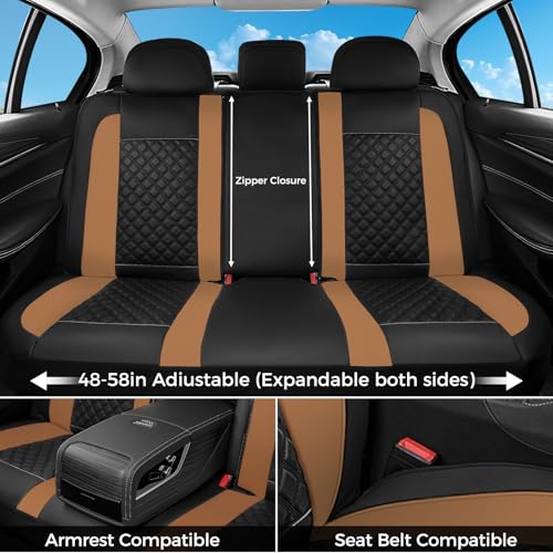Image of FLORICH Seat Covers, Front Seat Covers 2 PCs, Automotive Seat Cover for Cars, Luxury Leather Universal Seat Cover Accessories Fit for Most Cars SUV Truck Sedans(Brown)