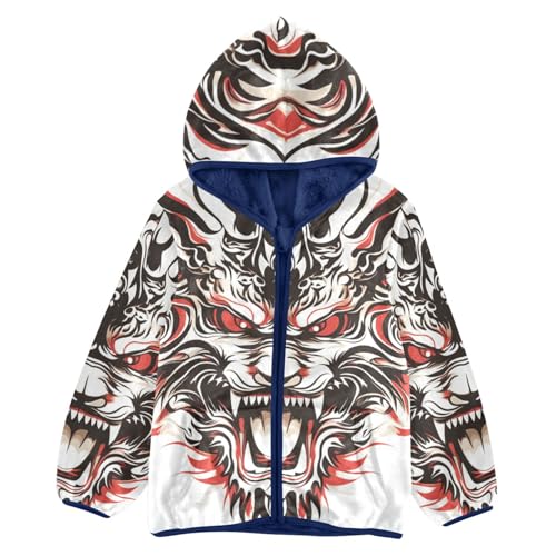 Dragon Face Roaring Girls Fleece Jacket Girls Fall Jacket Girls Zip Up Hoodie Girls Sherpa Jacket 2-10T