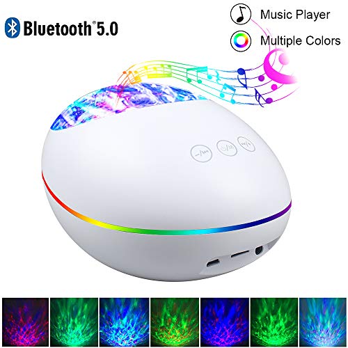 Bluetooth Ocean Wave Projector Lamp with 7 Color Mode/8 Built-in Music/4 Music Play