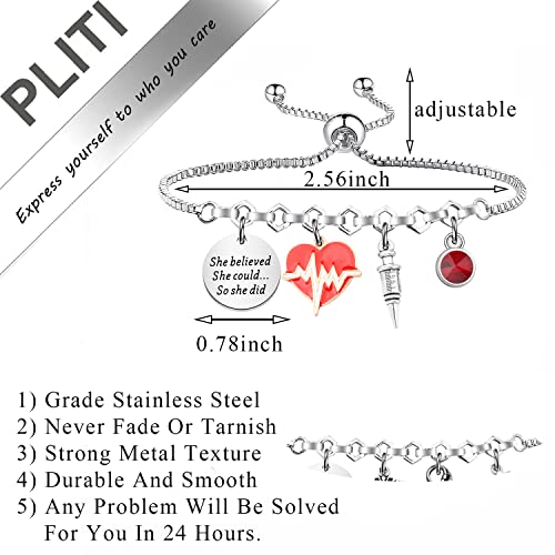 PLITI Phlebotomist Bracelet - Phlebotomy Technician Graduation Gift: 'She Believed She Could So She Did'2