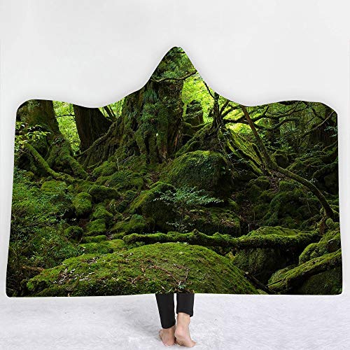 KOQTO Manta 3D con Capucha para niños Adultos gótica Fleece usable lecho Manta del Tiro,T,130 * 150CM