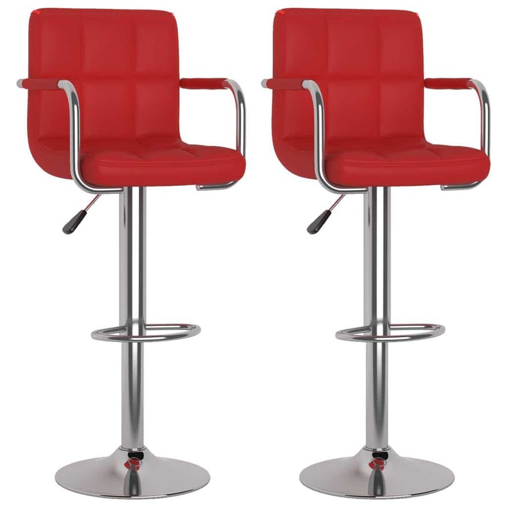 vidaXL 2X Taburetes de Cocina Casa Pub Bistró Restaurante Mostrador Asiento Reposapiés Silla Alta Bar Ajustable Cuero Sintético Rojo Vino Tinto