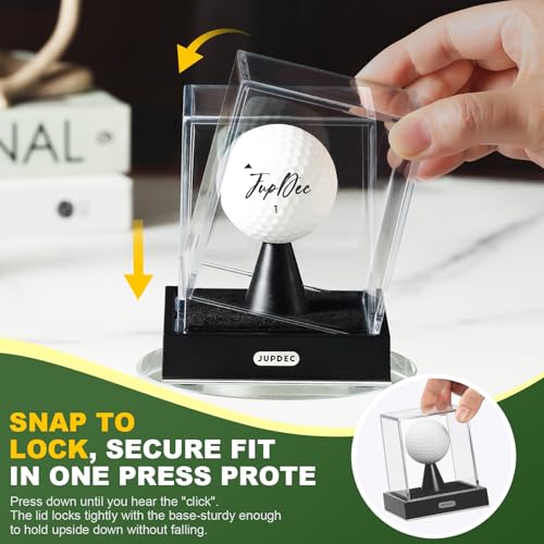 Image of JupDec Golf Ball Display Case, Clear Acrylic Single Golf Holder with Durable Base, Dustproof Cube Showcase with Black Velvet Interior, Ideal Gift for Sports Memorabilia Fans & Collectors
