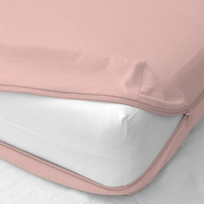 Image of Sea Monk Waterproof Mattress Protector Zippered Single Size (72x42 Inches / 6x3.5 feet) 6 Inch Drop, Pink Color - Bed Cover with Zipper Single Size Waterproof Mattress Protector