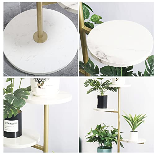 Hainarvers Gold Metal Plant Stand Indoor Outdoor, Marble 5Tier H49Inch Tall Planter Stand Corner Flower Pot Holder Multiple Shelves Plant Display For Patio Garden Living Room（5Tier Gold） #TOP4