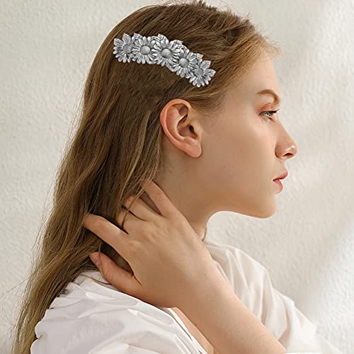 Pinza para el cabello Dreamtimes Oak Leaf - Gran Barrette de metal hecho a mano - Diseño de nudo celta vikingo vintage - Pinza francesa para el cabello - Accesorios vikingos para mujer y niña miniatura 3