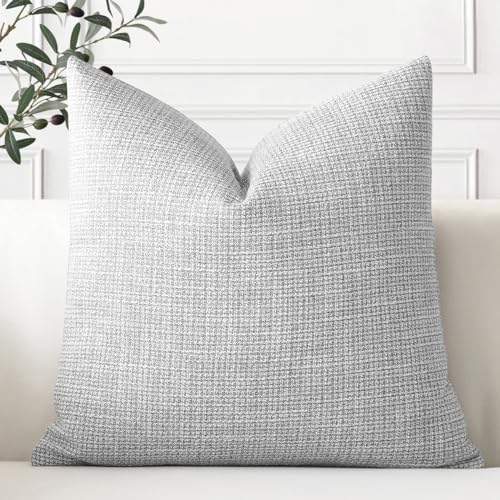 Artscope Linen Cushion Covers Set of 1 Decorative Square Pillowcase Pillow Cover 16x16 Inch for Home Decor Sofa Bedroom Car 40x40cm Light Grey