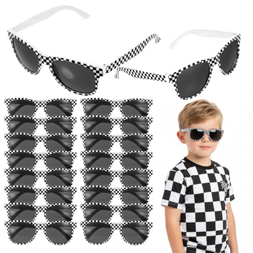 YONHTUTU 16 Pack Race Car Checkered Sunglasses Party Favors Sunglasses