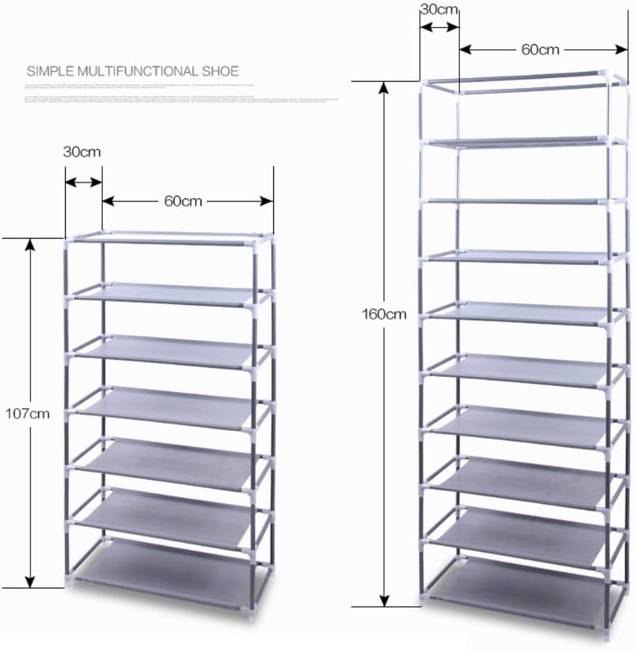 63" The Large Shoe Rack with dust Cover Shoe Rack with Covers on The 10-Floor Non-Woven Shoe Cabinet is Used for Closet, Bedroom and Garage, (Black)