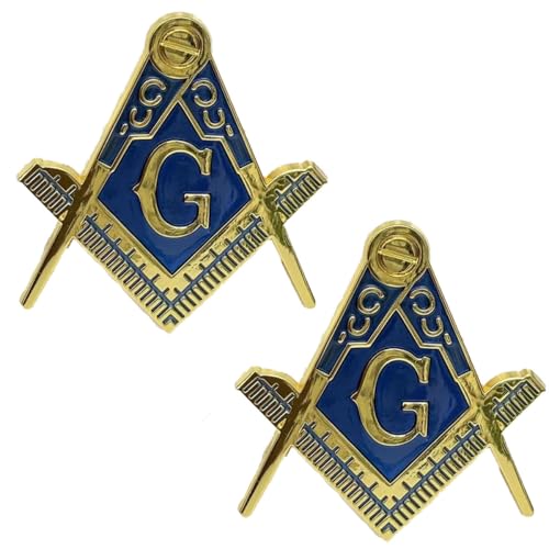 Image of Chrome Plated 3D Masonic Car Emblem, Gold Blue