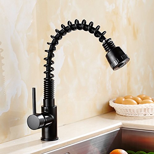 Robinet d'évier de cuisine noir avec ressort moderne pour bar et ferme
