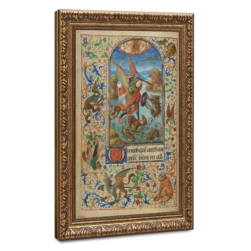 Impression sur toile manuscrits illuminés Saint Michel tableau suspendu haute définition