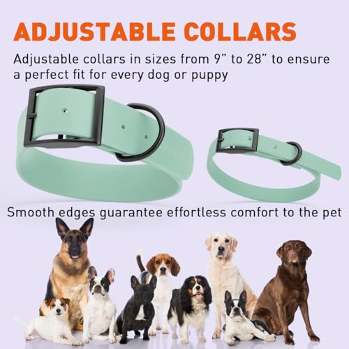 Image of Dogline Biothane Waterproof Dog Collar Strong Coated Nylon Webbing with Black Hardware Odor- Proof for Easy Care Easy to Clean High Performance Fits Small Medium or Large Dogs, Sage Green