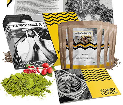 BIO Superfood Dégustation Coffret Cadeau Superfoods 8x80g | Coffret cadeau 100% bio pour femmes hommes de Superfood for Beginners | Anniversaire noel