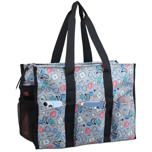 Image of Nurse Bags for Work Nursing Bag Multiple Pockets Waterproof Organizing Zip Top Clinical Bag for Nursing Students Home Health