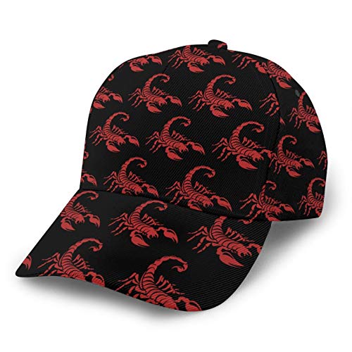 NiYoung Unisex Print Twill Adjustable Baseball Cap Dad-Hat (Red Scorpion)