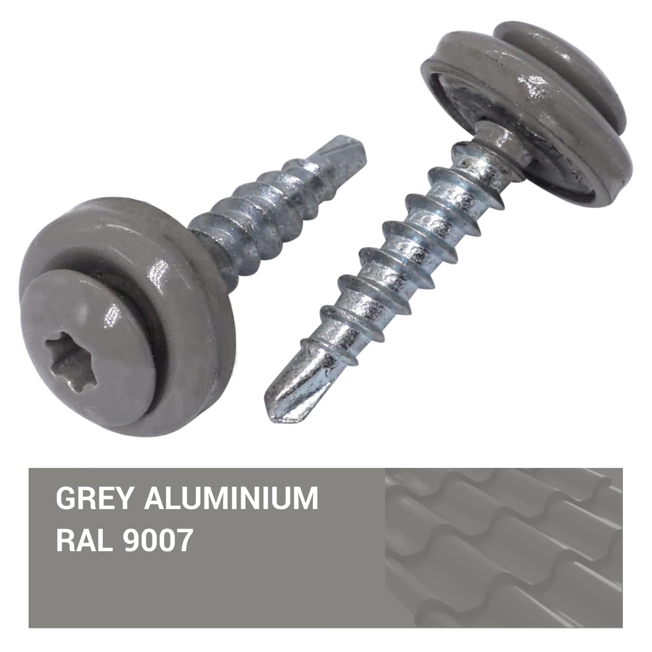 SKIR'CO (300 pcs) Roofing Screws, 4.8 x 28 mm Painted Self-Drilling Screws With EPDM Washers, Torx Head (Grey Aluminium RAL 9007) - Image 4