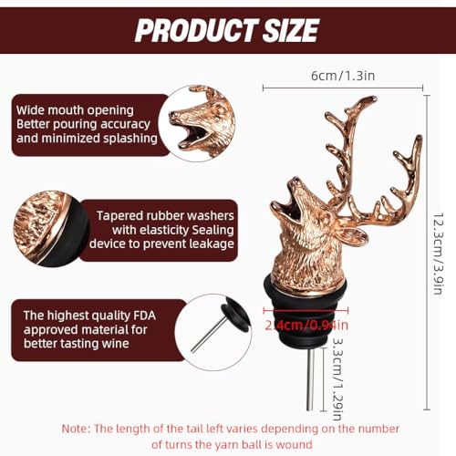 Image of HASTHIP Red Wine Stoppers for Wine Bottles, Wine Dispenser Universal Wine Bottle Stopper Spout for Wine Bottle Rose Golden Buck Deer Statue Wine Pourer Aerator Stopper Wine Accessories Gift