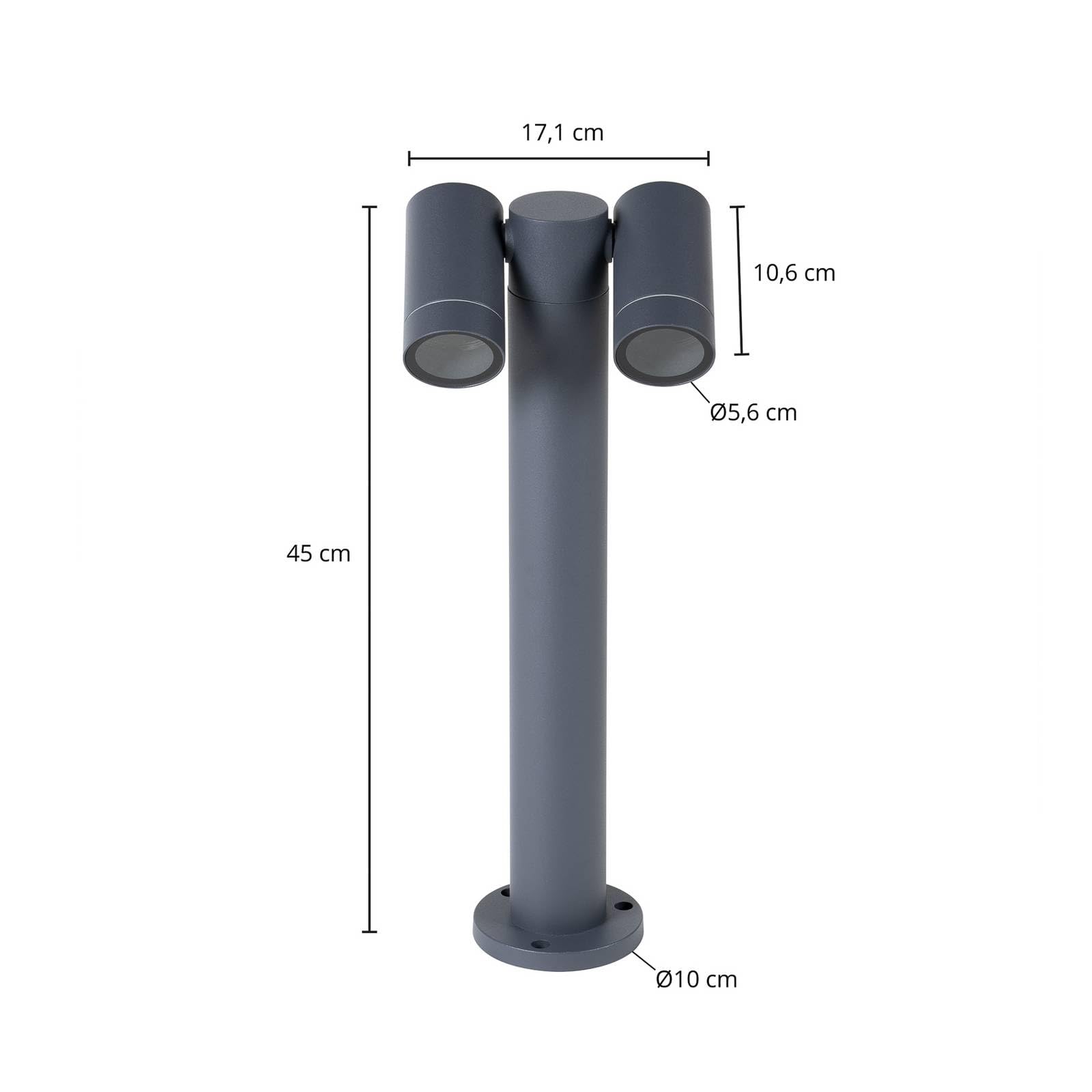 Lámpara para exterior Tulimar (Moderno) en Negro hecho de Aluminio (2 llamas, GU10) iluminación senderos baliza farola