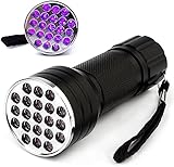 FANTIA Linterna UV de luz negra, 21 LED 395 nM, detector de luz negra ultravioleta, lámpara de mano para orina de perro, manchas de mascotas y chinches