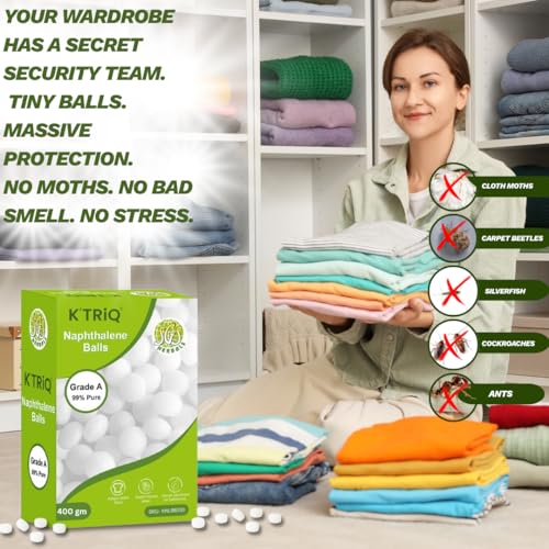 Image of Naphthalene Balls | Strong Napthalene Balls for Clothes Storage, Bathroom, Toilet & Wardrobe | Fresh Fragrance | Protects from Cockroaches & Rats | Long-Lasting Naphthalene Balls for Home & Car