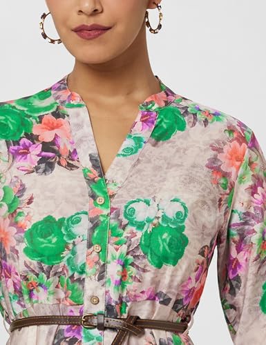 Image of BIBA Women Fit and Flare Below the Knee Rayon Flared Printed Dress