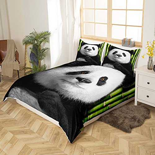 Homewish Kids Single Size Panda Duvet Cover Set, Cute Animal Theme 3D Black White Panda Bedding Set - Image 2
