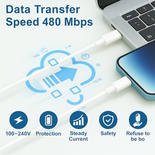 Image of KALIAT 20W USB-C To Lightning Charger For iPhone A- Mfi Certified Fast Charging Adapter With Cable|Apple Type-C Power Plug For iPhone 14 /13 /12 /11 Pro Max,iPad,Airpods,XR,8 Plus A- Wall Charger,White