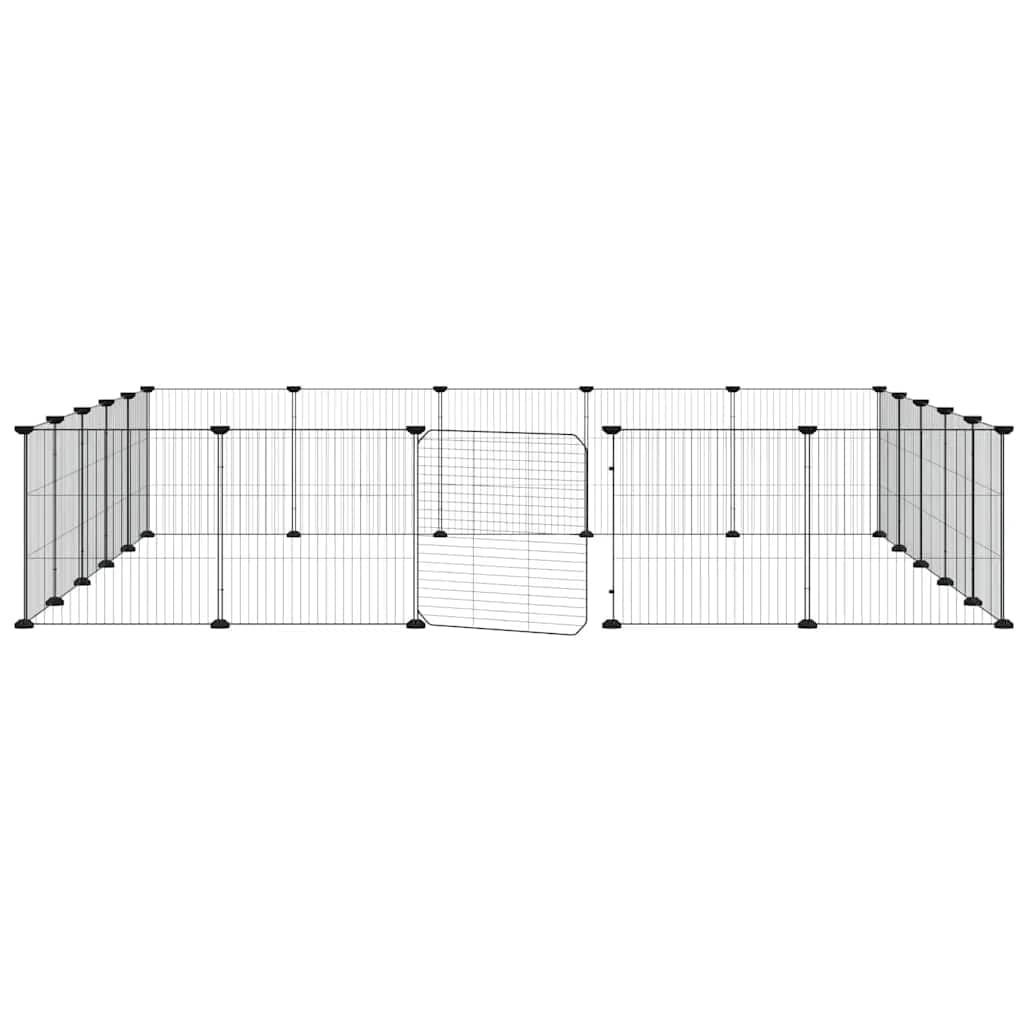 Mangloder 20 piezas jaula para mascotas con puerta, rejilla de acero pulverizado negro, paneles de 35 x 35 cm, para conejos, cobayas, hámster, ratón, rata, hurón, interior y exterior