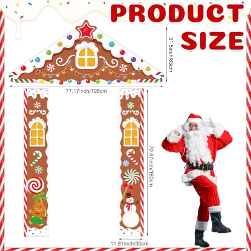 Image of Funrous Door Banner Party Decor Porch Banner Door Sign Set Photo Booth Props Backdrops for Birthday Baby Shower Outdoor Indoor House Porch Decorations(Yellow,Gingerbread)