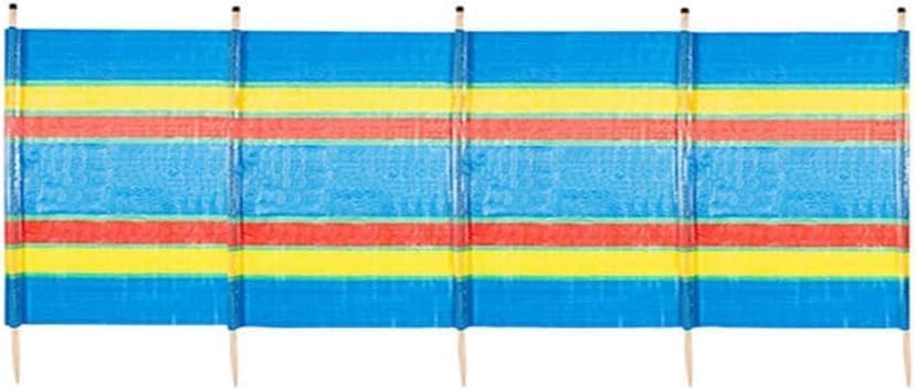 RHMM 5 Poles XL Windbreak Privacy Screen with Wooden Poles – Large Outdoor Wind & Sun Shelter for Beach, Garden, Camping, Caravan & Festivals