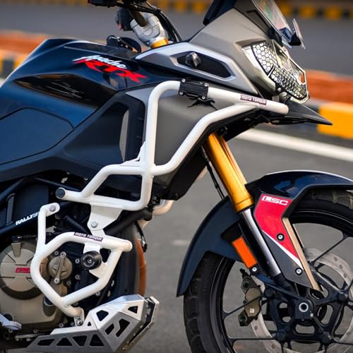 Image of Moto Torque Stallion Pro Crash Guard Fit for Apache RTX 300 (White) - Upper & Lower Crash Guard with Sliders