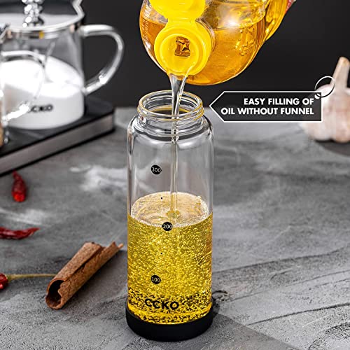 Glass Olive Oil Dispenser Bottle with Stainless Steel Spouts
