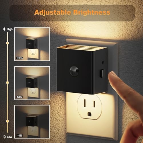 Image of JandCase Motion Sensor Night Light, Night Lights Plug into Wall with Adjustable Brightness, Motion Activated Night Light, 3000K Warm White, for Kids Bathroom Hallway Kitchen Bedroom