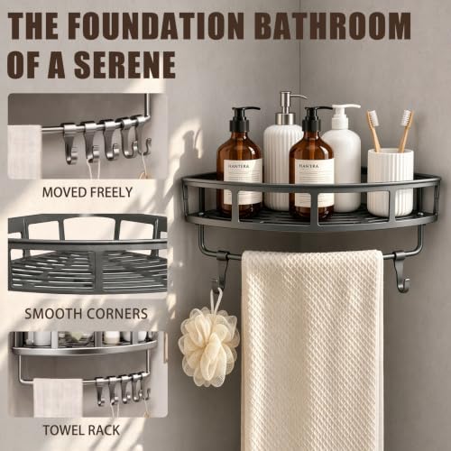 Shower Caddy Hanging 2 Pack, Rustproof Adhesive Corner Shower Shelves - image 2