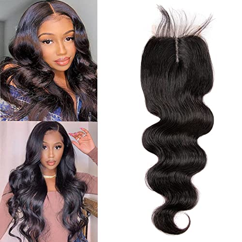 WEWEW Hd Lace Closure Human Hair 100% Brazilian Virgin Hair Unprocessed Human Hair 4x4 Body Wave Lace Closure Lace Frontal Closure brown