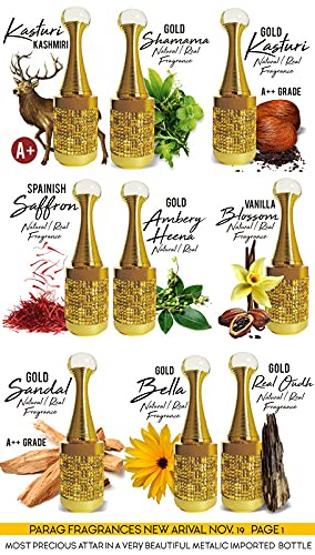Parag Fragrances Gold Real Oudh Real Natural Attar 12ml With Imported Metalic Precious Bottle (Premium Grade Alcohol Free Attar For Men & Women)
