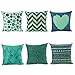 HonGien 6 Piezas Fundas de Cojín de Lino, Fundas de Cojín, Funda de Almohada Cuadrado para la Decoración del Hogar del Dormitorio del Sofá, 45x45cm (Azul verdoso )