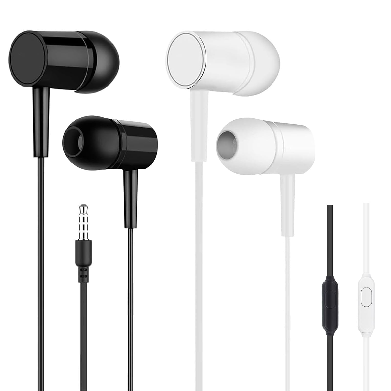 2Packs Wired Earbuds Headphones with Microphone,3.5mm in-Ear Headphones with Stereo Sound, Noise Lsolating for Phone Calls, Gaming, Laptop, Computer, Tablet
