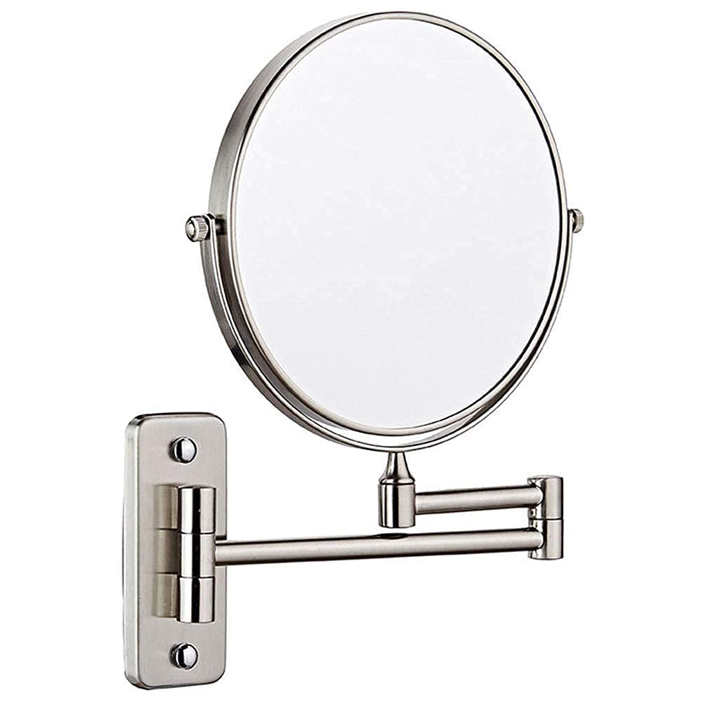 Miroir de maquillage mural JCAKES 8 pouces avec grossissement 3X extensible nickel brossé