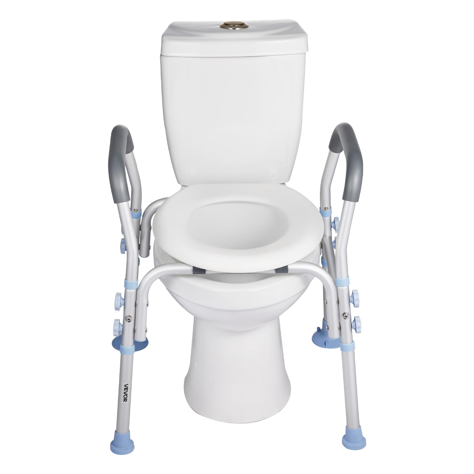 VEVOR Sedile WC Rialzato da Bagno con Braccioli e Capacità di Carico di 136 kg e 4 Gambe, Sedile WC Rialzato Universale Regolabile in Altezza con Paraspruzzi per Anziani, Donne Incinte