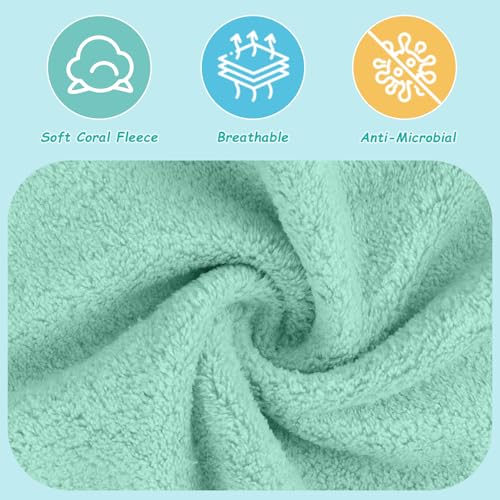 Image of HOMEXCEL Baby Washcloths 12 Pack-Microfiber Coral Fleece Baby Bath Face Towel 7 x 9 Inch Extra Absorbent Soft Burp Cloth and Wash Cloths for Newborn-Infants and Toddlers,Green