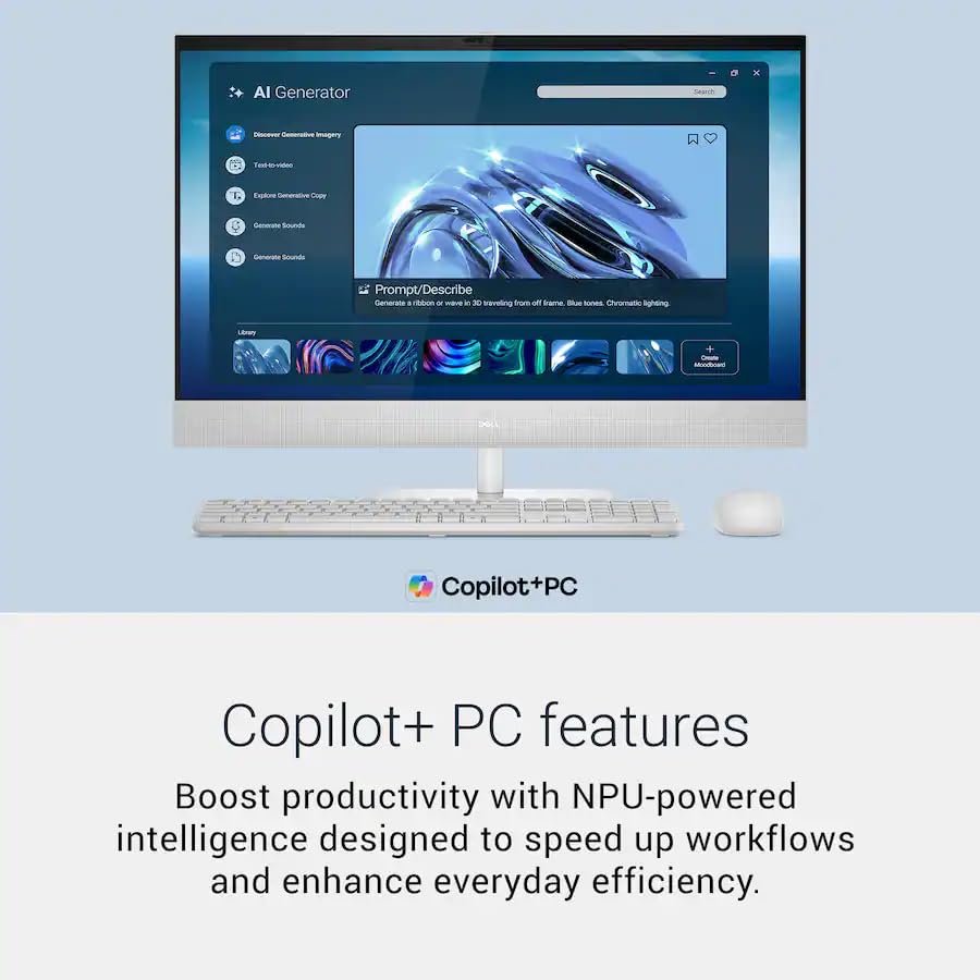 Image of Dell 27 Inch Touchscreen All-in-One Business Desktop PC, Intel Ultra 7 355, 32 GB DDR5, 1 TB SSD, 27 inch FHD IPS Display, Copilot+ PC, Dolby Atmos, Comfortview Plus, Wi-Fi 7, 1080p Wecam, Windows 11 Pro