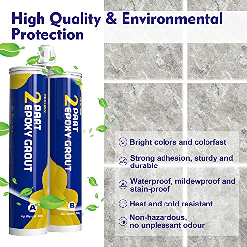 Realinn Epoxy Tile Grout Bright Porcelain White 400 Ml, Dual Tube Waterproof Stain-Proof Colorant Resin Sealer, Restore And Spruce Up Tile Grout Line For Bathroom Kitchen Wall Floor #TOP2