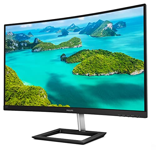 Philips 322E1C 32" Super-Curved Frameless Monitor, Full Hd Va, 104% Srgb, Adaptive-Sync 75Hz, Vesa, 4Yr Advance Replacement Warranty, Black/Silver #TOP3