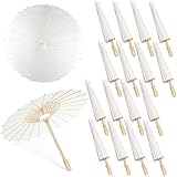 MOTOTO 16 Pieces 33 Inches White Paper Umbrellas Parasol Chinese Japanese Oiled Paper Umbrellas Decorative DIY Painting Parasol for Wedding Bridal Party Decor