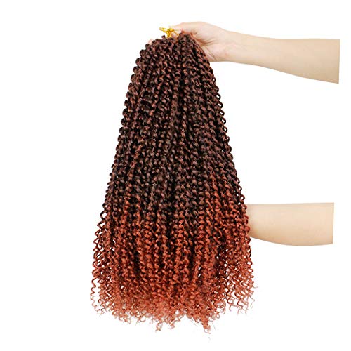 7 Packs Passion Twist Hair 18 Inch Water Wave Synthetic Braids for Passion Twist Crochet Braiding Hair Goddess Locs Long Bohemian Locs Hair (22Strands/Pack, T350#)