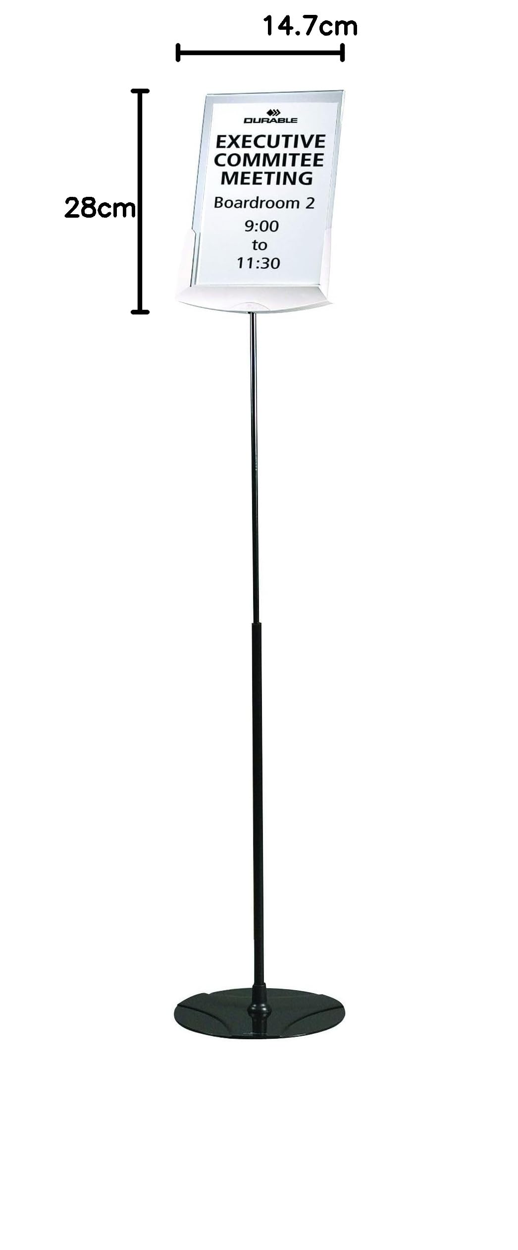 Durable 558957 Sherpa Infobase Telescope Espositore da Pavimento con Pannello Espositivo in Acrilico F.to A4, Altezza Regolabile, Grigio Antracite