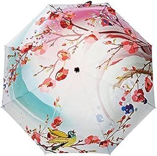 Estwell Travel Compact Art Umbrella Lightweight Foldable Windproof UV Protection Sun Rain Umbrella for Women
