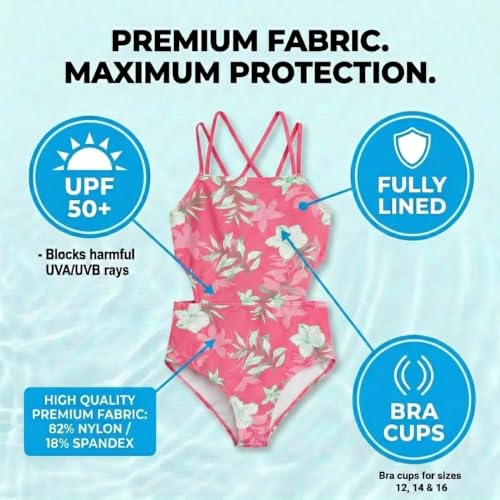 Image of Kanu Surf Girls' Beach Girl Sport Cut-Out One Piece Swimsuit
